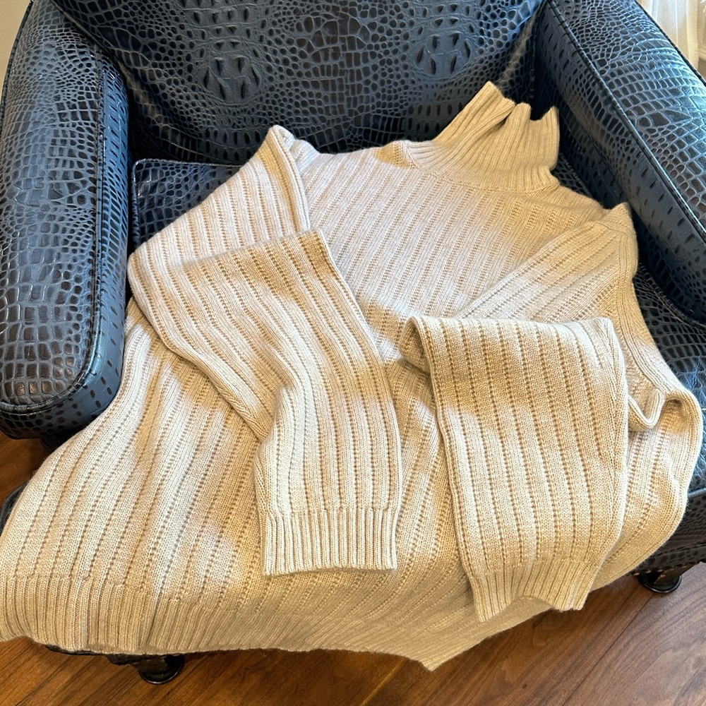 Cashmere Cable Turtleneck Saks Fifth Ave MADE IN ENGLAND XXL